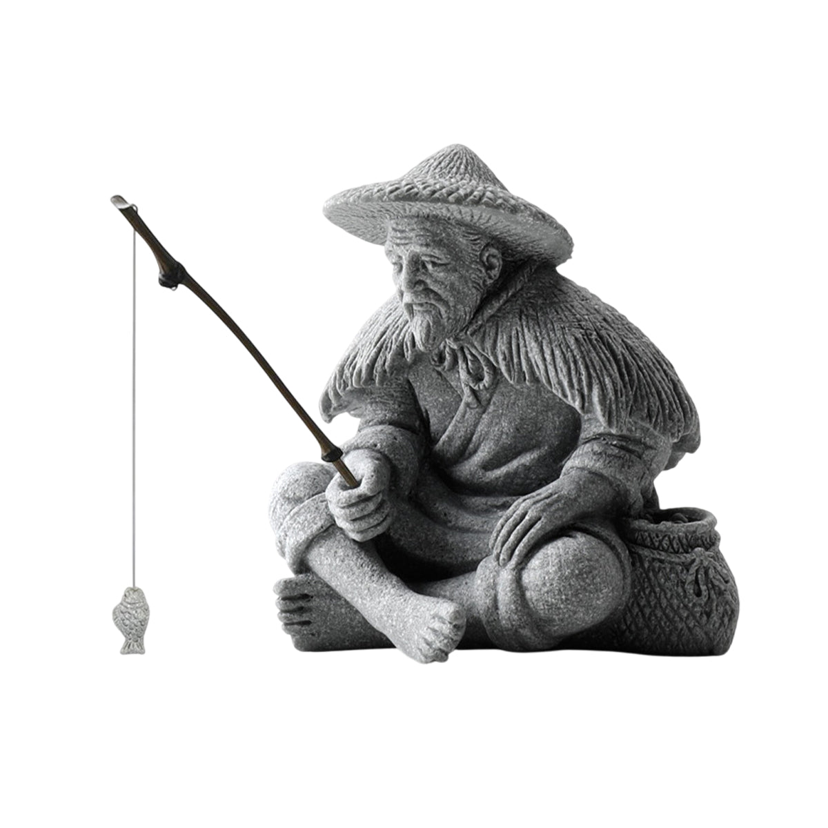 Fishing Man Ornament Statue Aesthetic Durable for Aquarium Fish Tank Decor Use