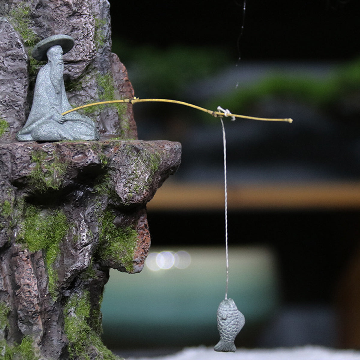 Fishing Man Ornament Statue Aesthetic Durable for Aquarium Fish Tank Decor Use