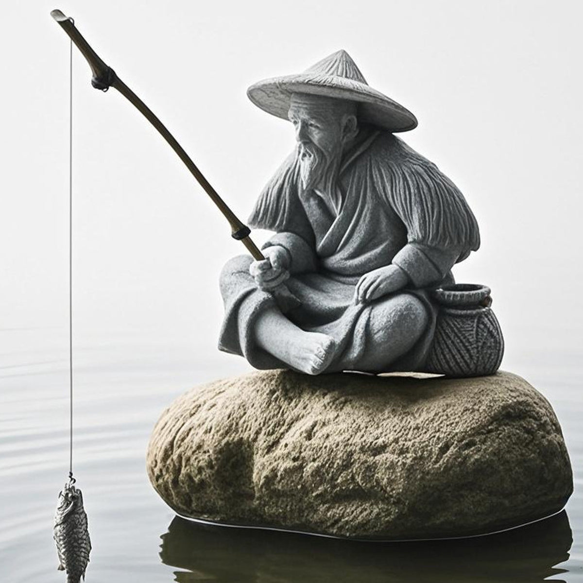 Fishing Man Ornament Statue Aesthetic Durable for Aquarium Fish Tank Decor Use