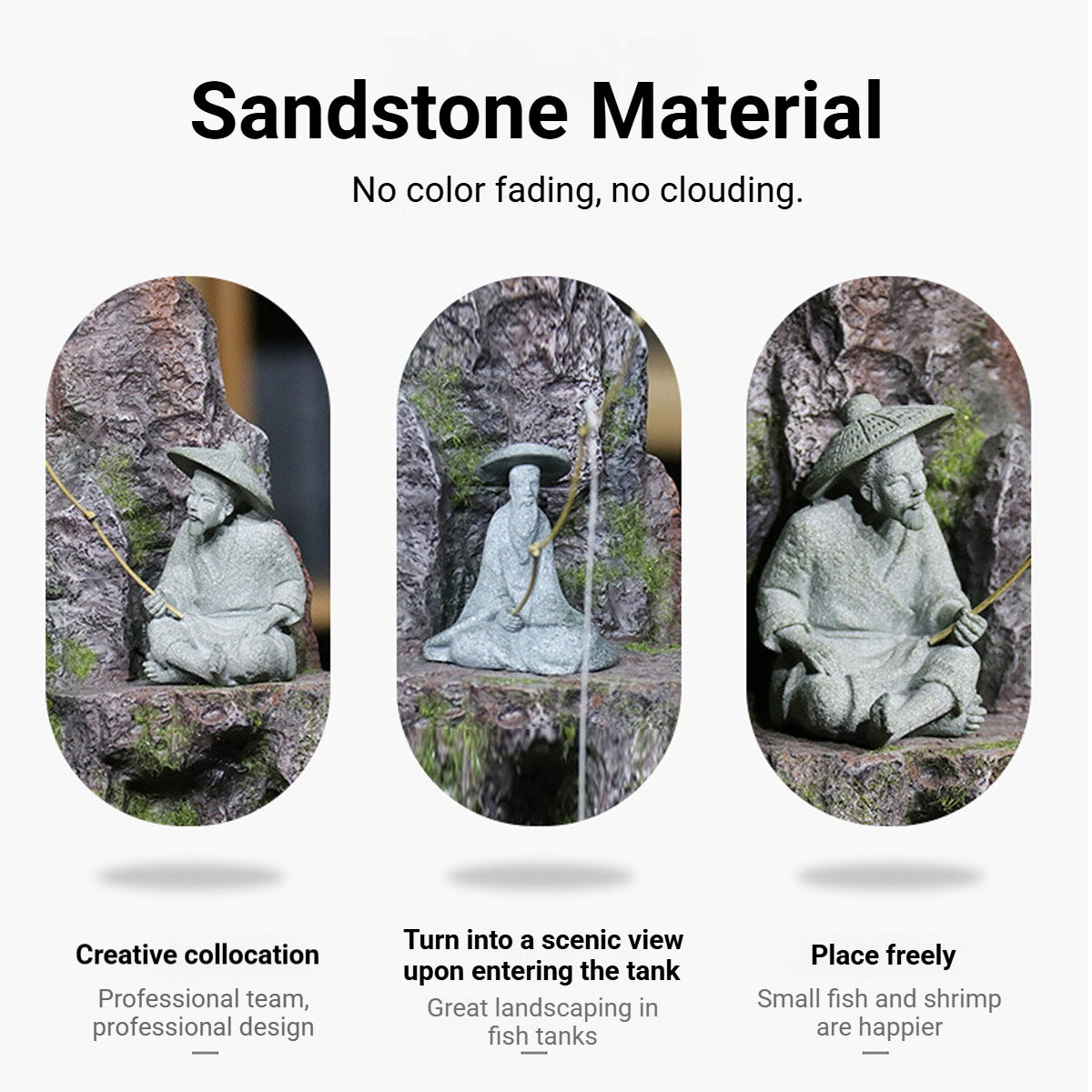 Fishing Man Ornament Statue Aesthetic Durable for Aquarium Fish Tank Decor Use