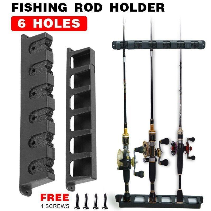 Fishing Rod Storage Rack Wall Mount Rod Holder with 6 Slots