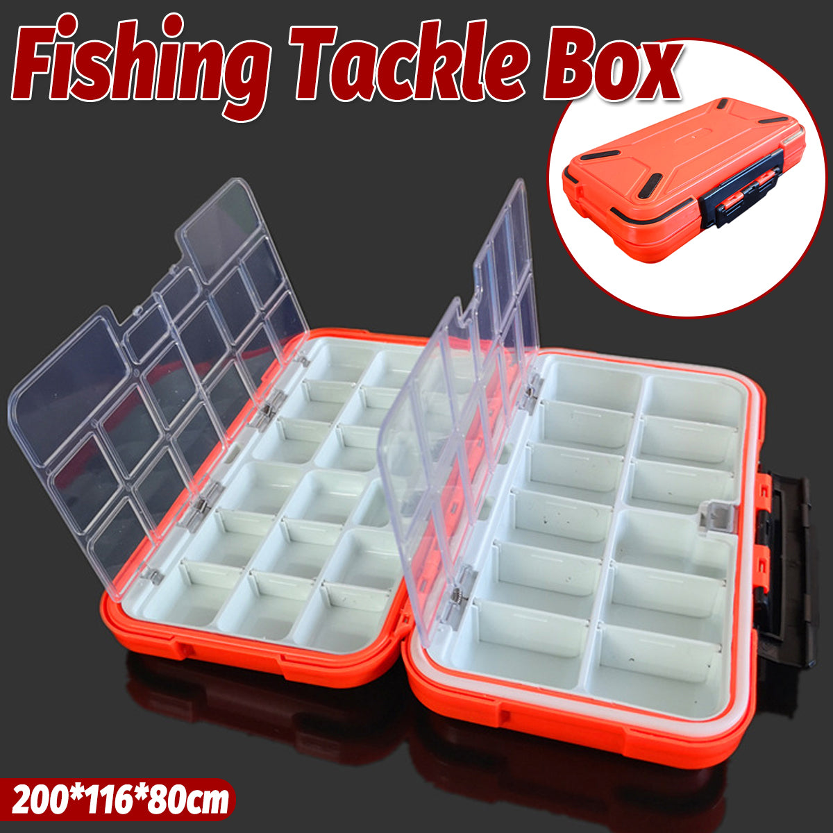 Waterproof Fishing Tackle Box | 30-Compartment Lure Organizer ...