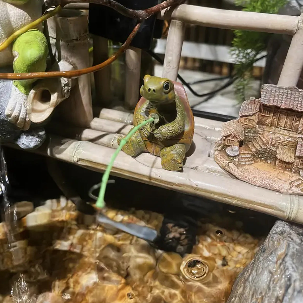 Resin Fishing Turtle Garden Ornament
