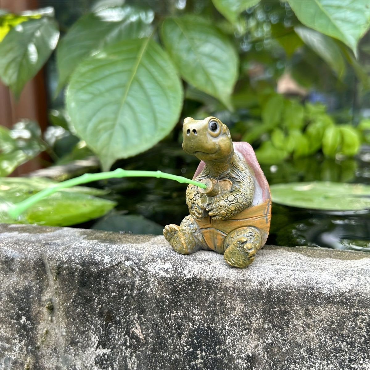 Resin Fishing Turtle Garden Ornament