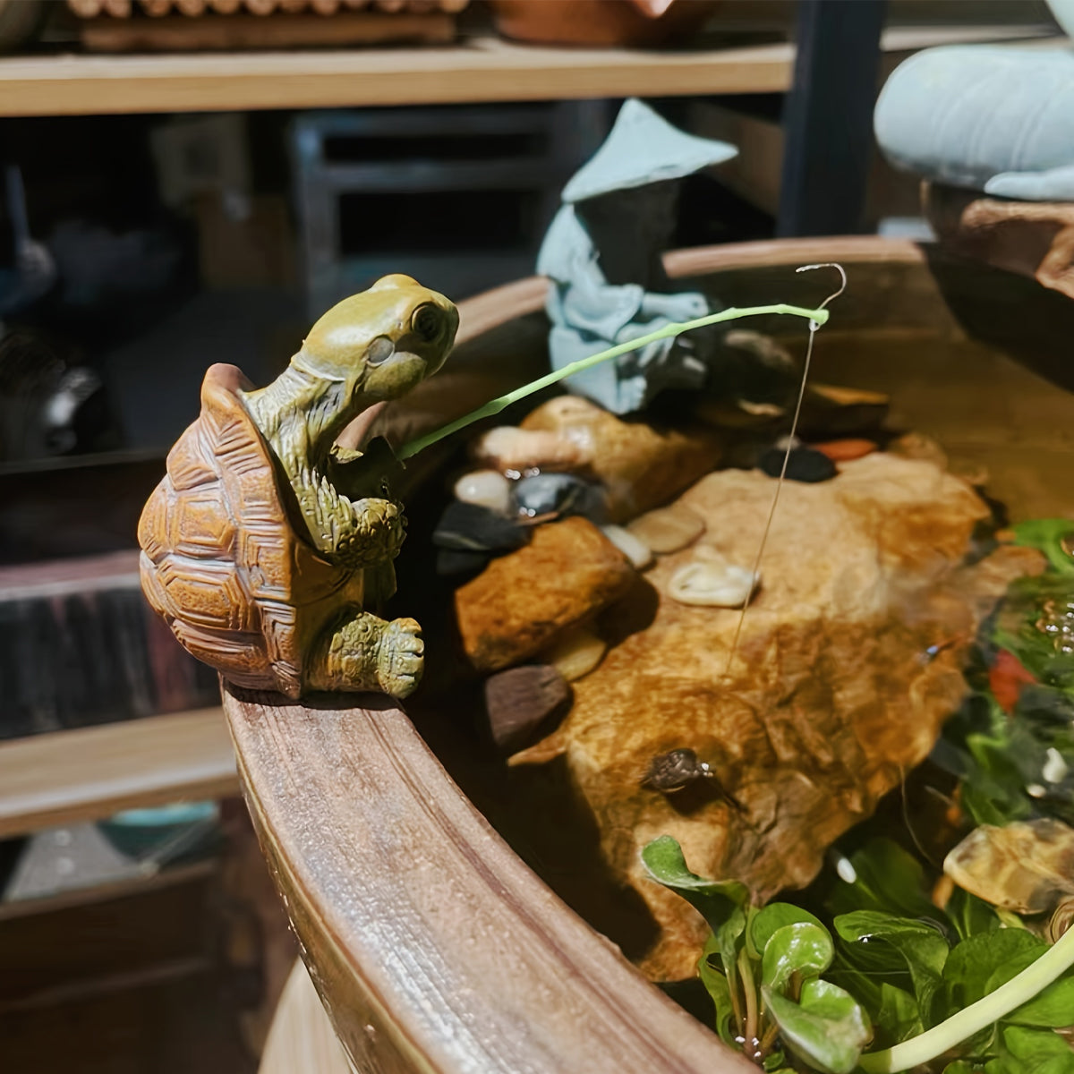 Resin Fishing Turtle Garden Ornament