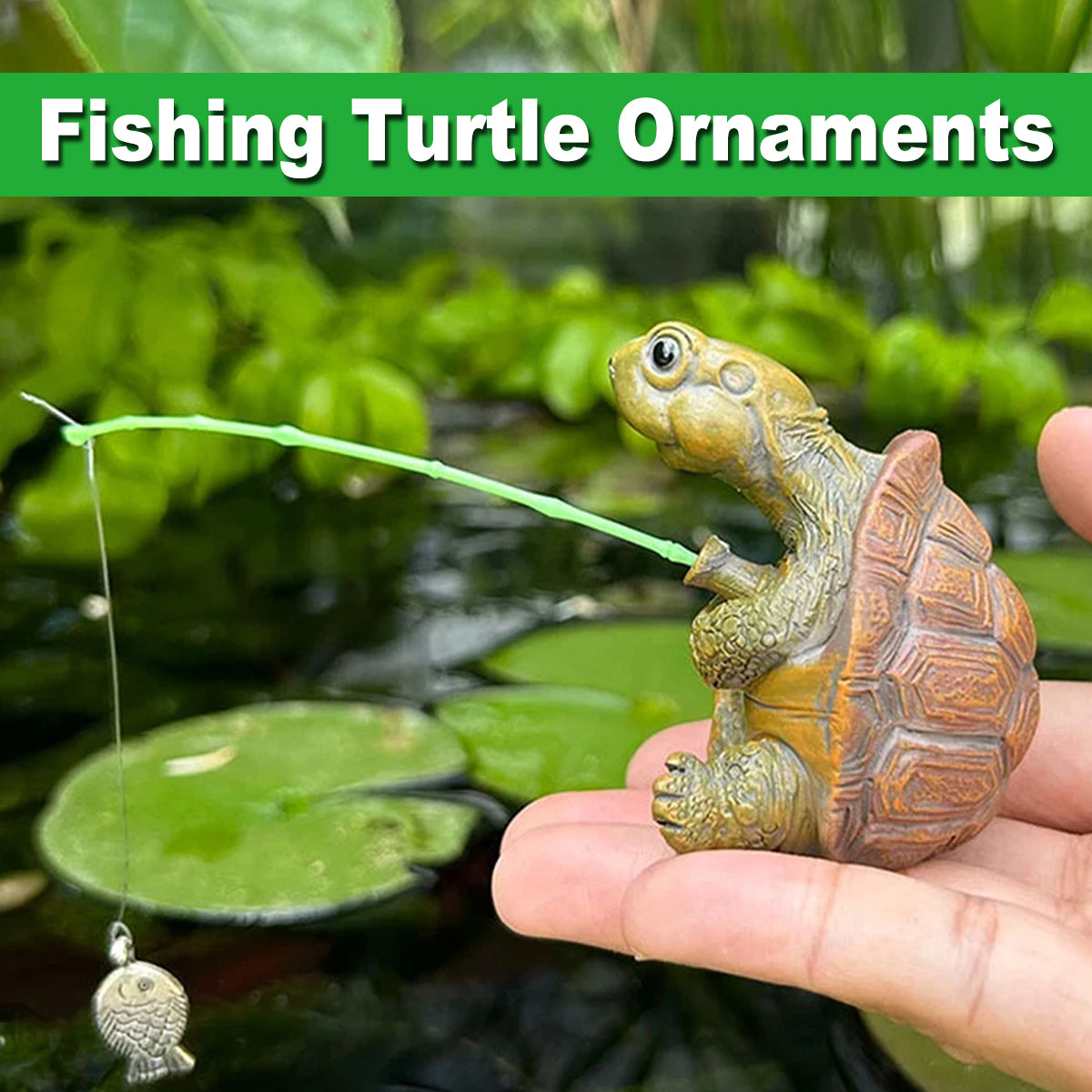 Resin Fishing Turtle Garden Ornament