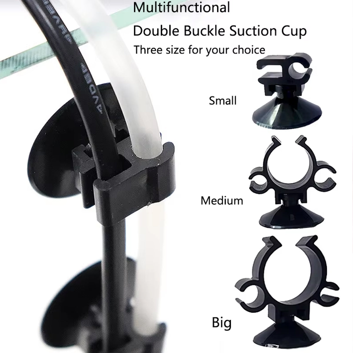 10PCS Double Buckle Aquarium Suction Cup Holders Tube Clips
