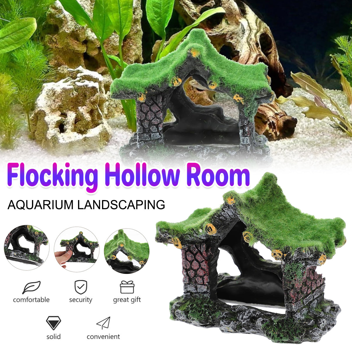 Resin Hollow House Aquarium Ornament