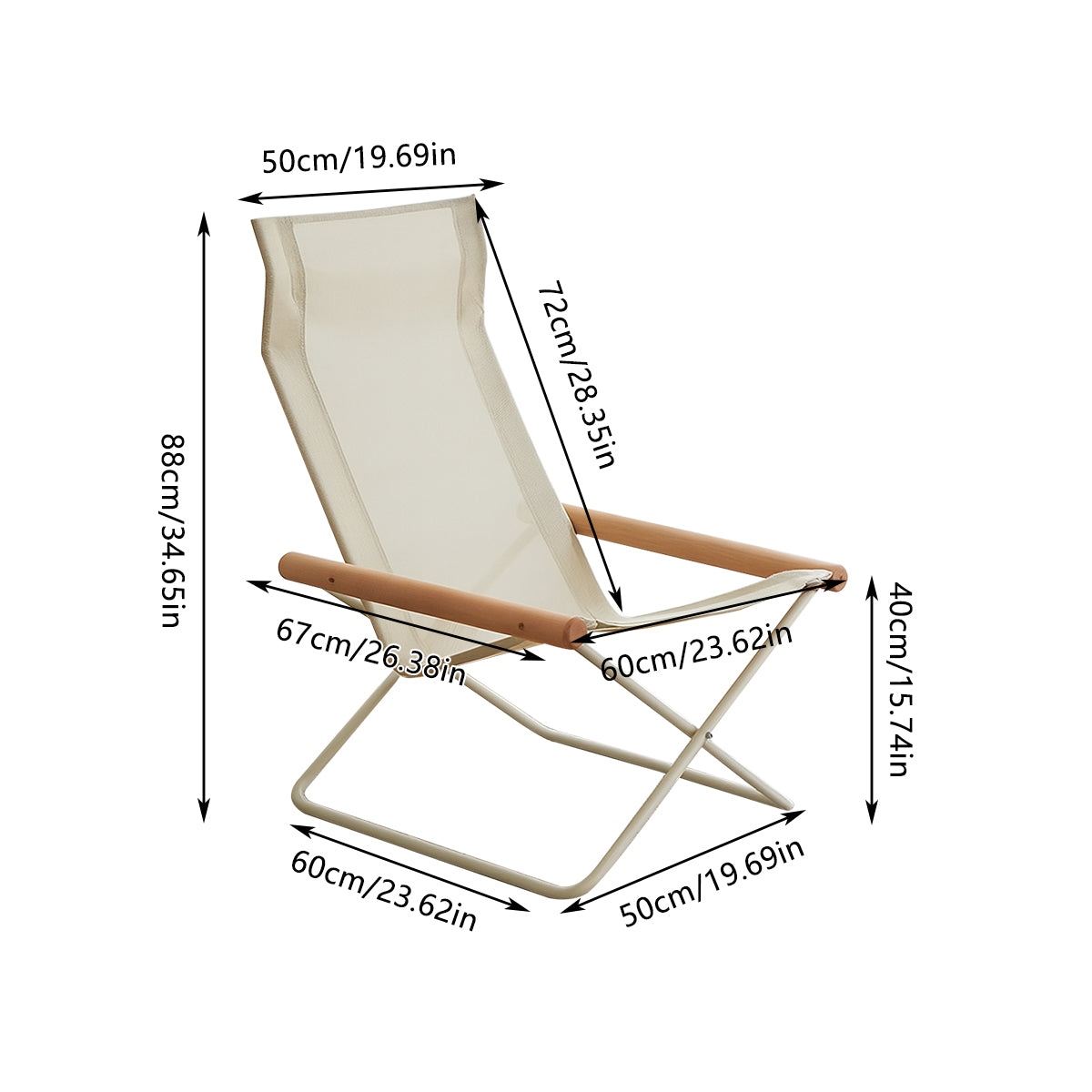 Portable Outdoor Folding Picnic Chair CampingChair Breathable Durable 50*60*80cm