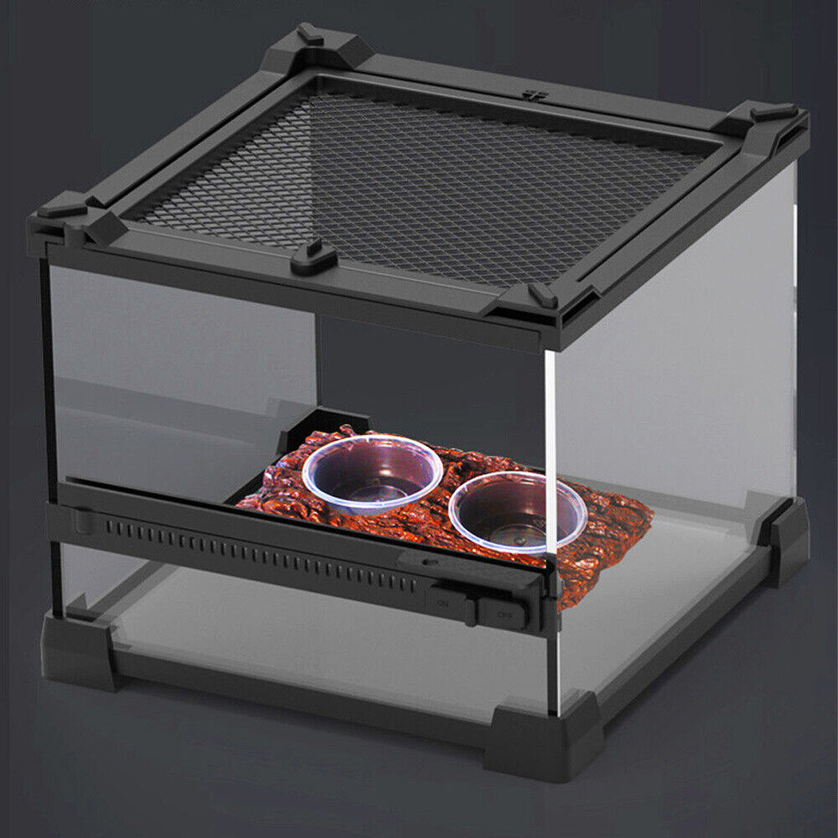Resin Reptile Feeding Basin with Natural Rock Design