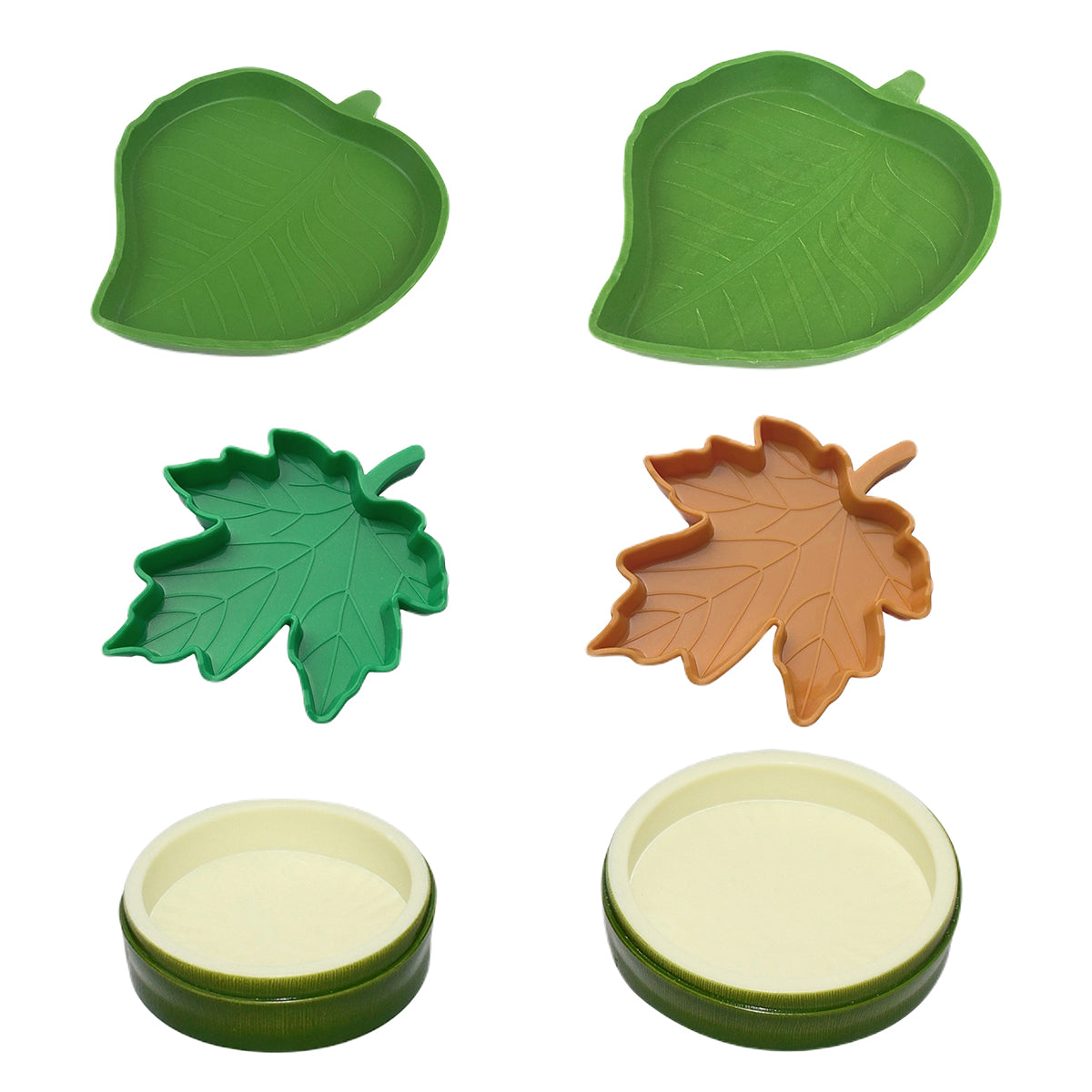 Leaf-Shaped Reptile Feeding Dish Plastic Water Bowl for Terrarium