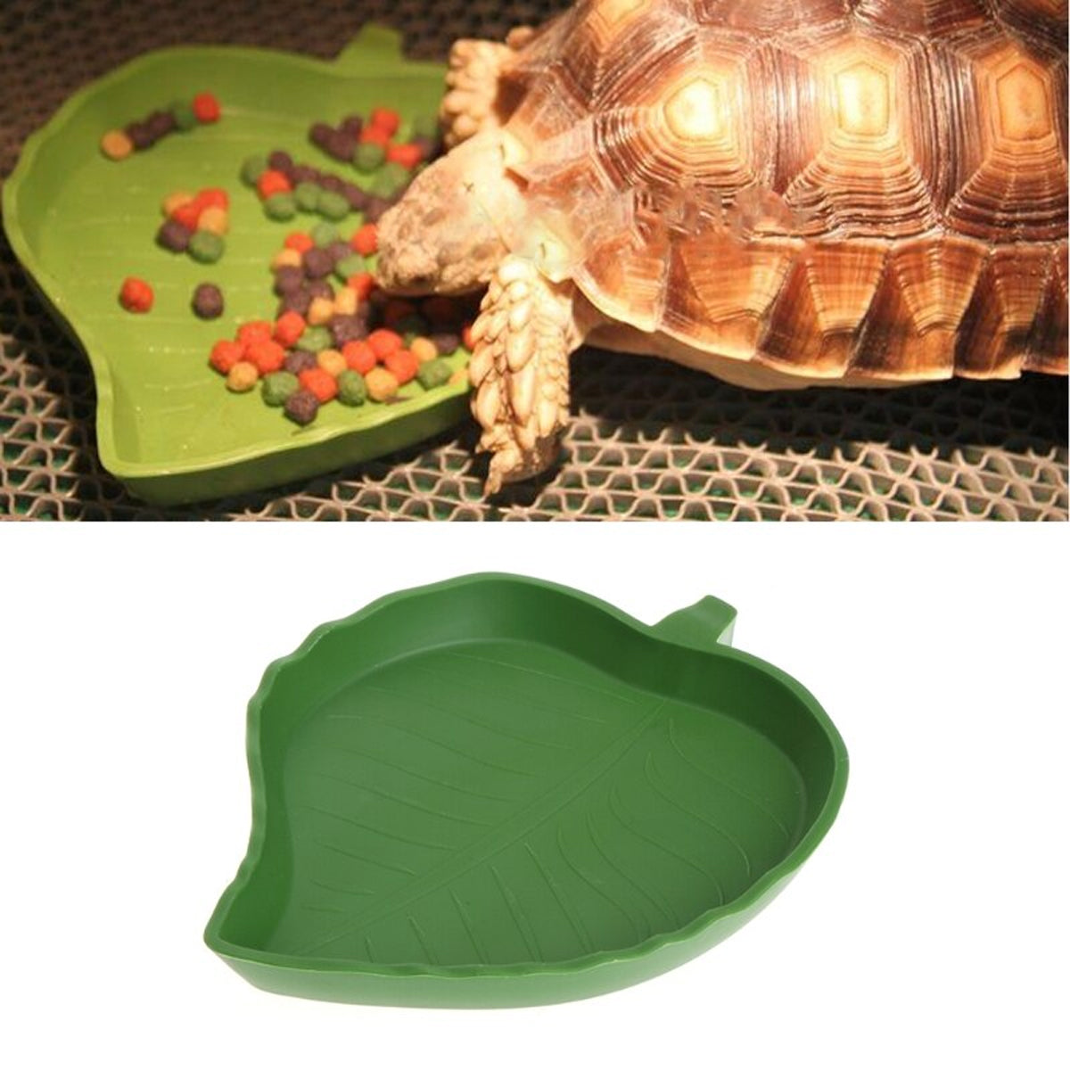 Leaf-Shaped Reptile Feeding Dish Plastic Water Bowl for Terrarium