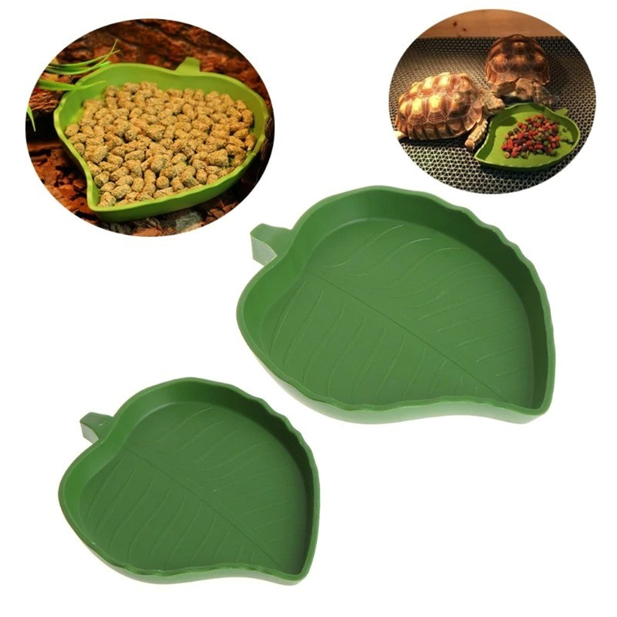 Leaf-Shaped Reptile Feeding Dish Plastic Water Bowl for Terrarium