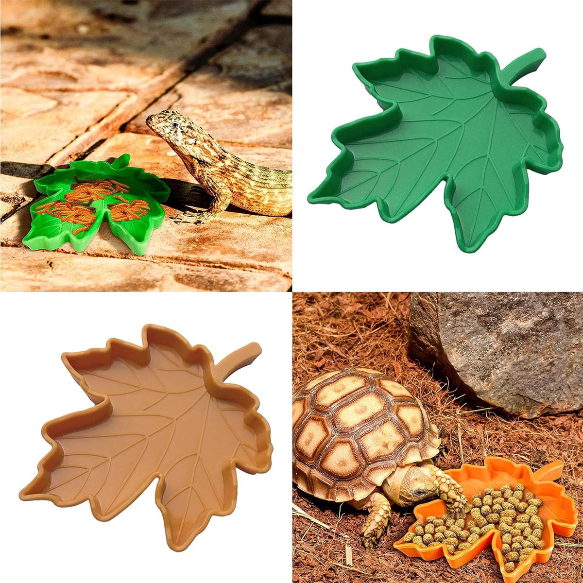 Leaf-Shaped Reptile Feeding Dish Plastic Water Bowl for Terrarium