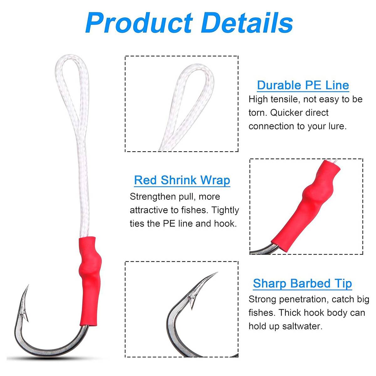 4PCS Twin Assist Jig Hooks for Micro & Slow Pitch Jigs