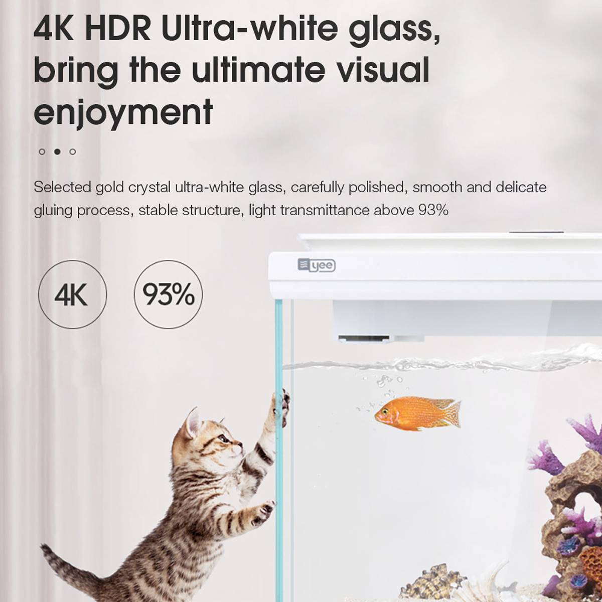 Yee Smart Glass Fish Tank With LED & Filter System