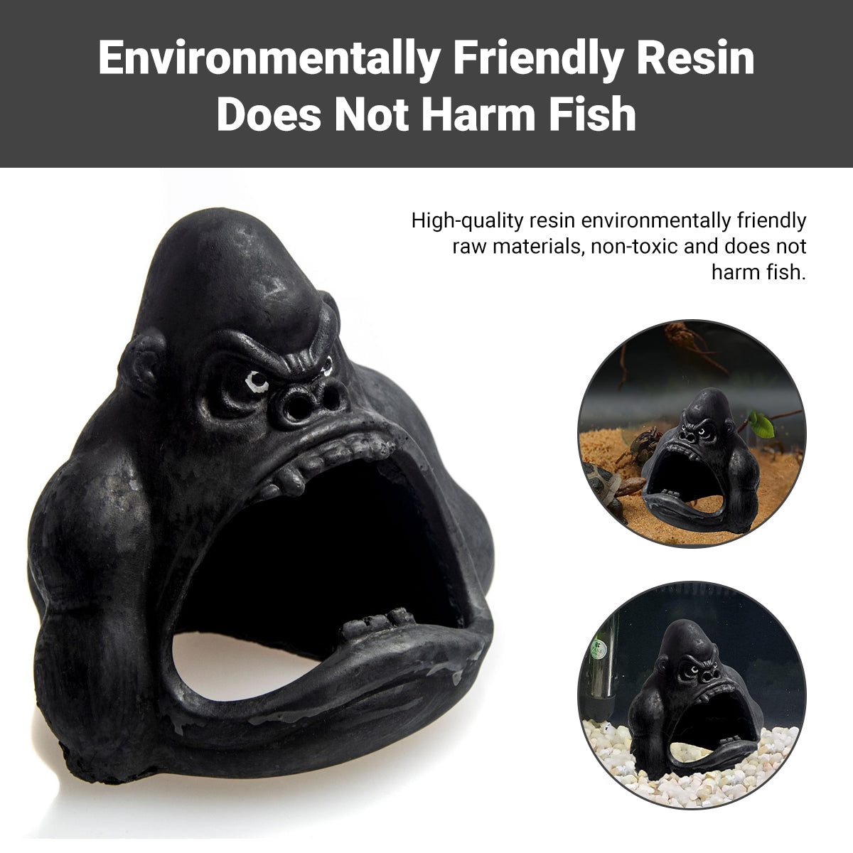 Gorilla Shaped Aquarium Decoration Shelter