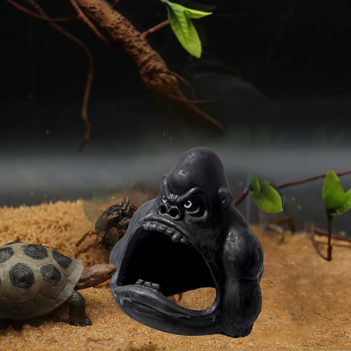 Gorilla Shaped Aquarium Decoration Shelter