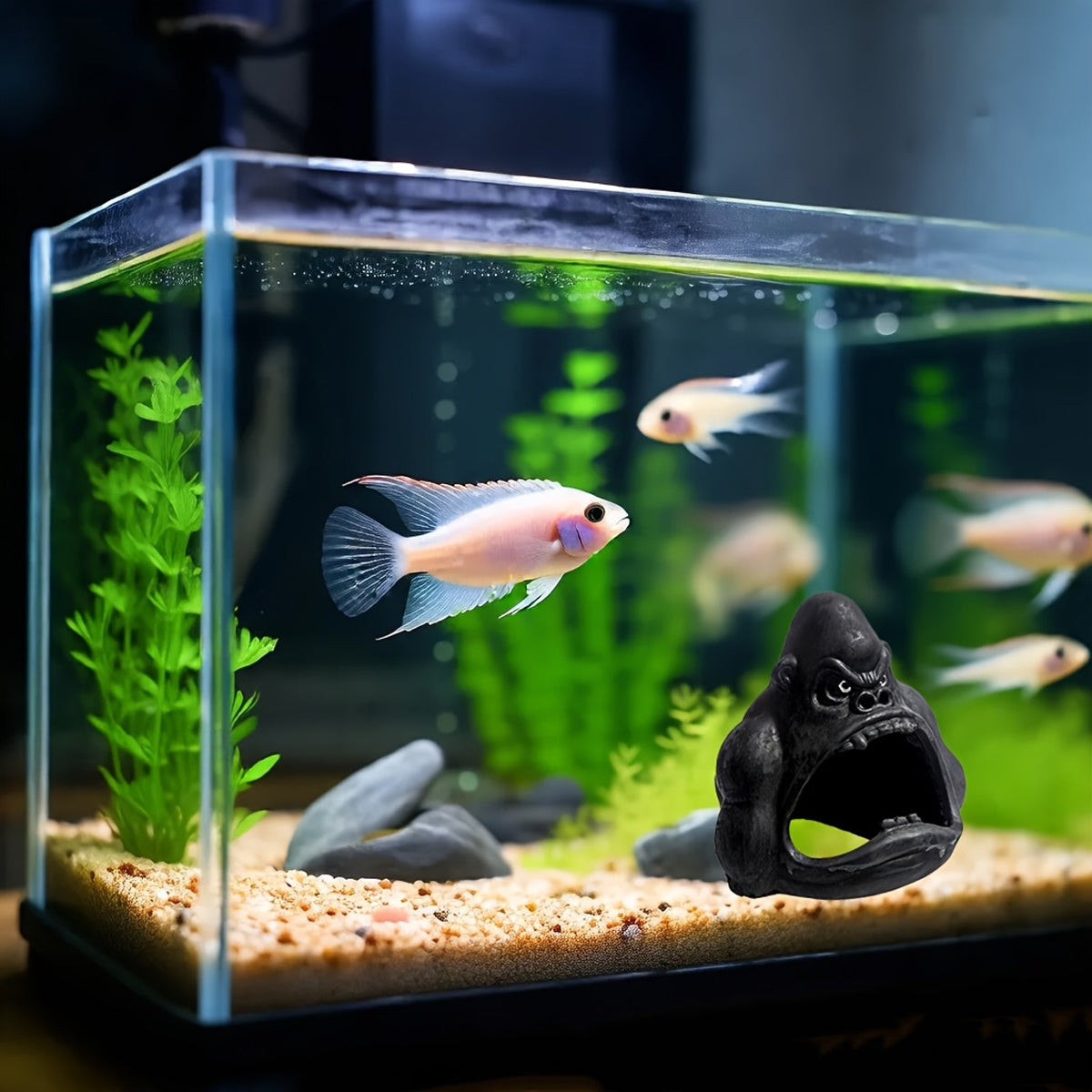 Gorilla Shaped Aquarium Decoration Shelter