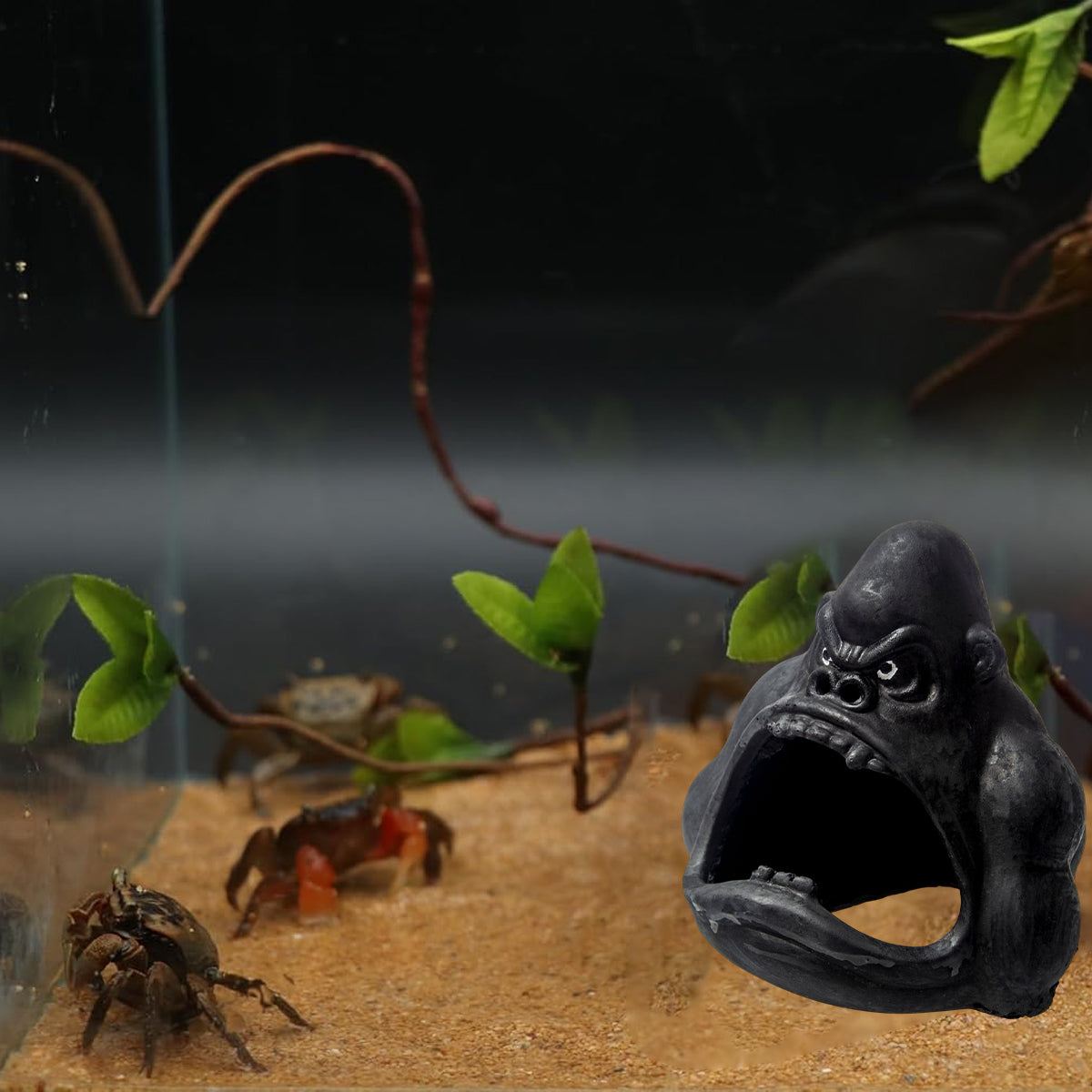 Gorilla Shaped Aquarium Decoration Shelter