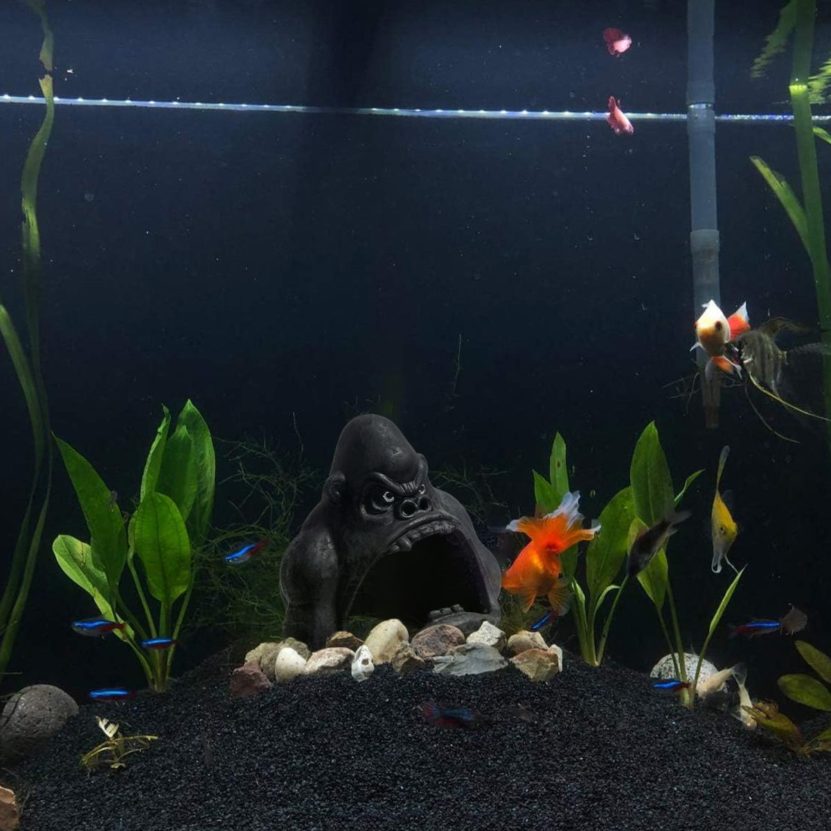 Gorilla Shaped Aquarium Decoration Shelter