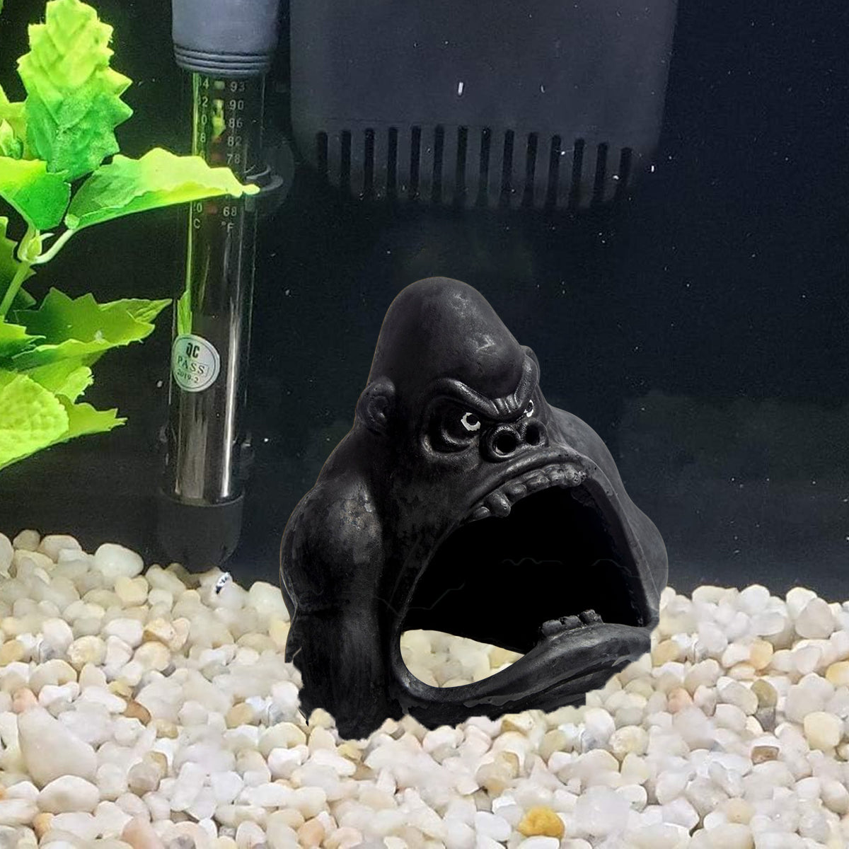 Gorilla Shaped Aquarium Decoration Shelter