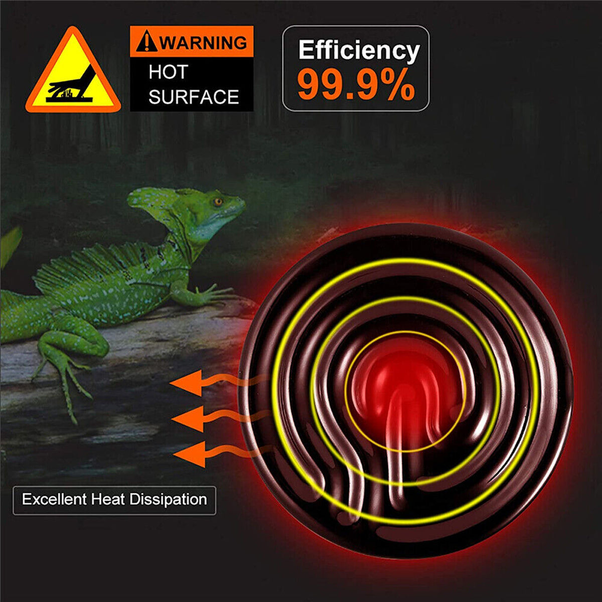 Ceramic Reptile Heat Lamp Bulb Infrared Heater (2PCS)