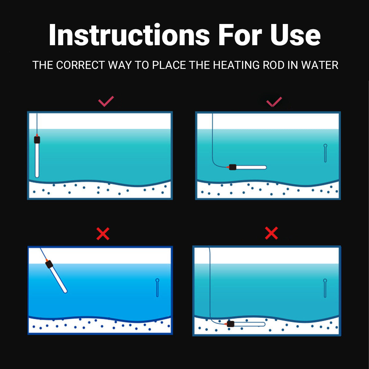 316 Stainless Steel Aquarium Heater Rod with Adjustable Temperature