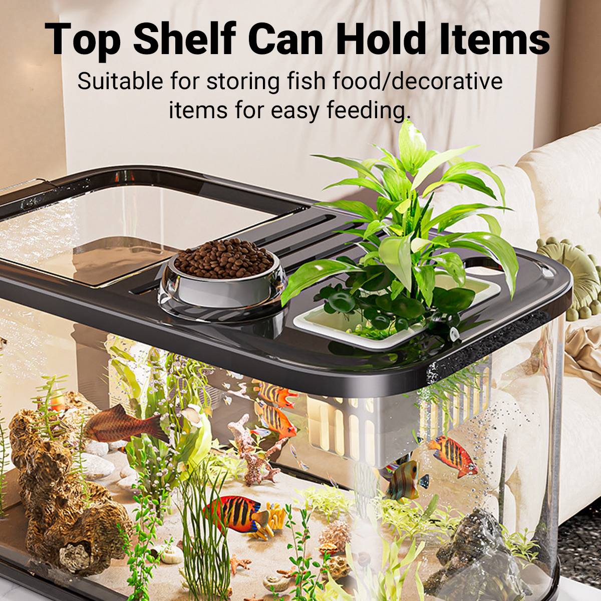 Desktop Glass Fish Tank Aquarium With Lid