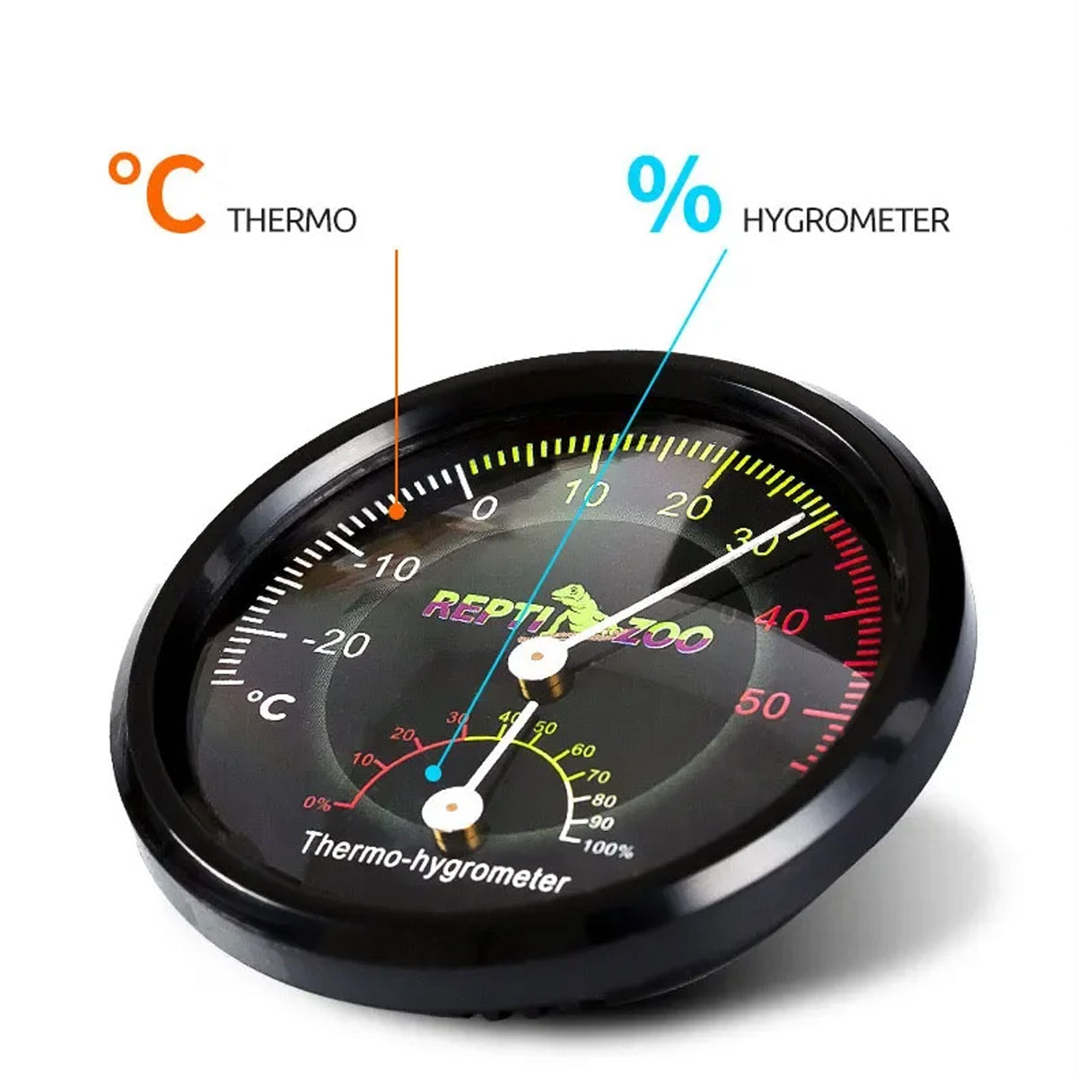 Reptile Thermometer Hygrometer Dial for Terrarium Temperature & Humidity