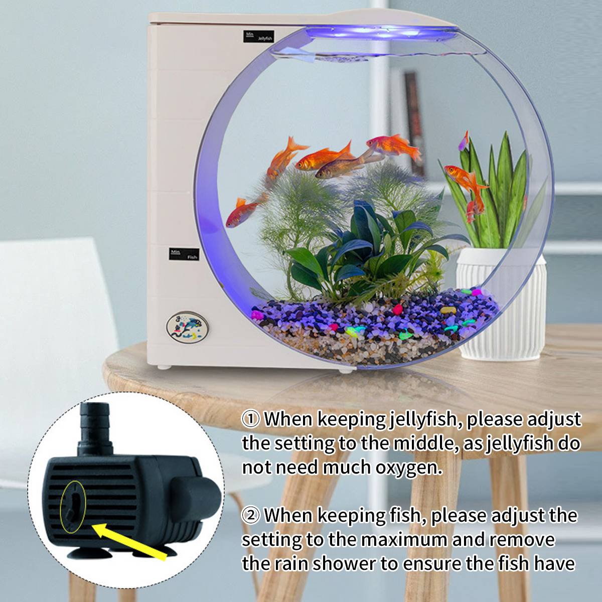 Jellyfish Fish Tank LED Aquarium Desktop Mini Tank