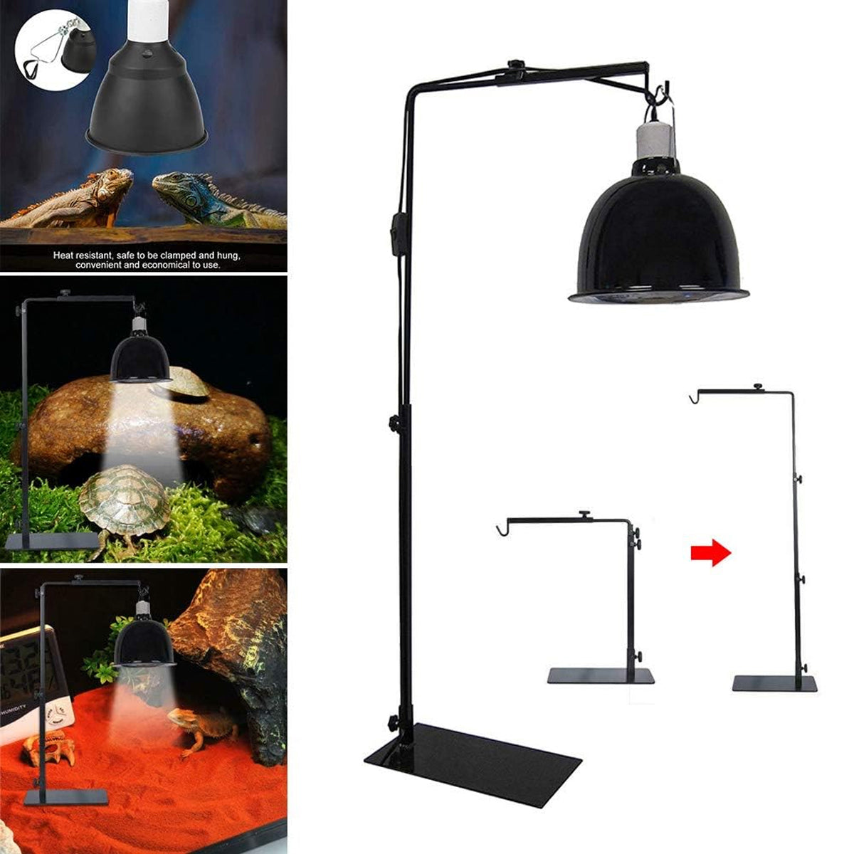 Adjustable Reptile Heat Lamp Stand for Terrariums