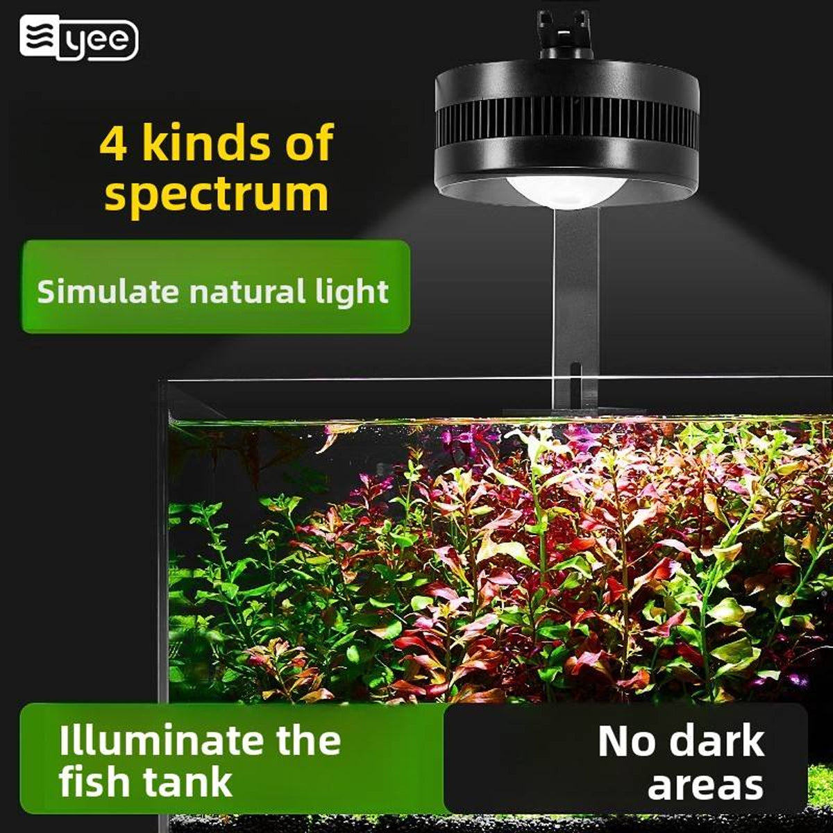 Yee LED Aquarium Light 35W Full Spectrum Clip-On Fish Tank Lamp