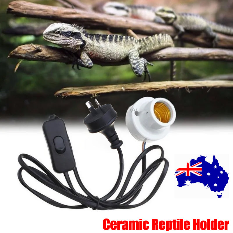 Reptile Ceramic Lamp Holder with AU Plug and Switch 1.5M Cord