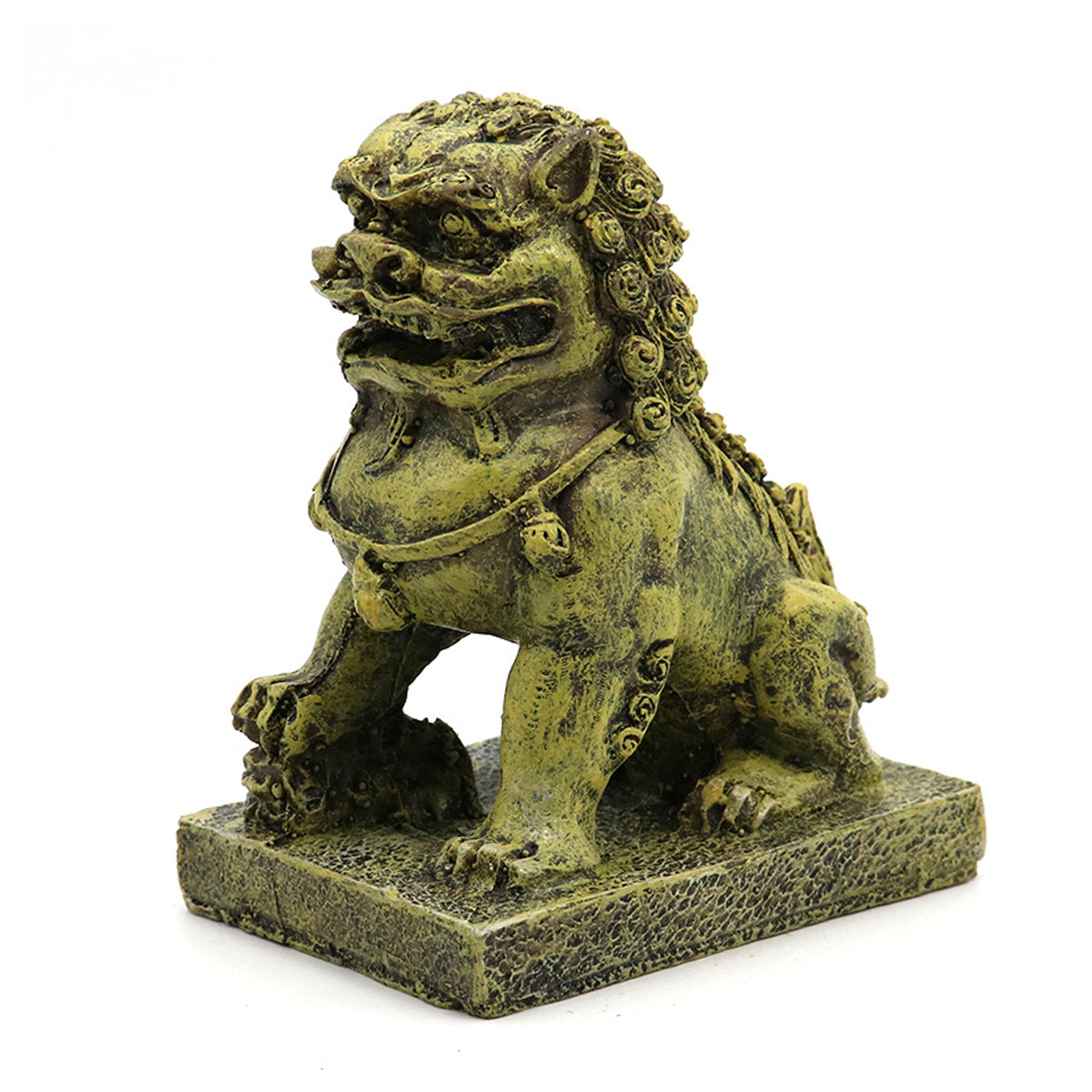 Resin Guardian Lion Aquarium Ornament Antique Bronze Decor