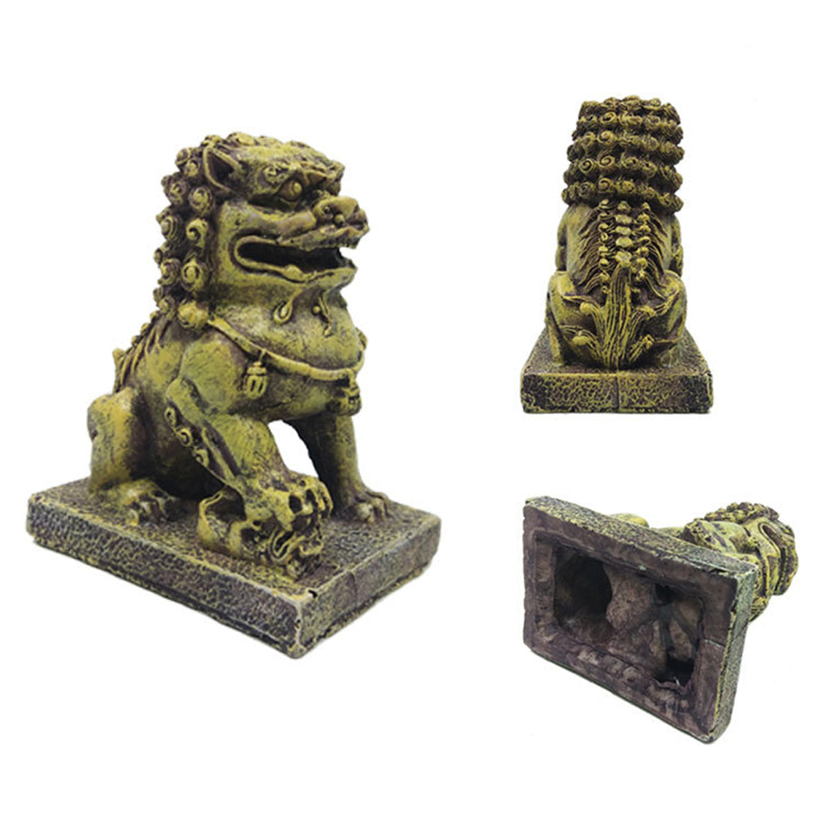 Resin Guardian Lion Aquarium Ornament Antique Bronze Decor