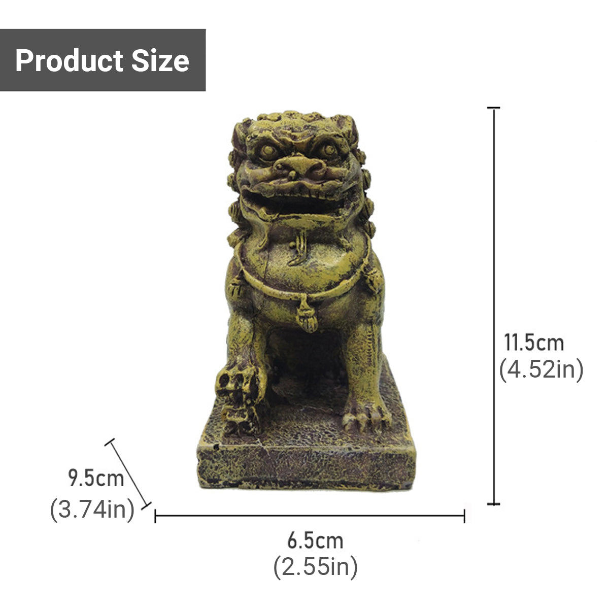Resin Guardian Lion Aquarium Ornament Antique Bronze Decor