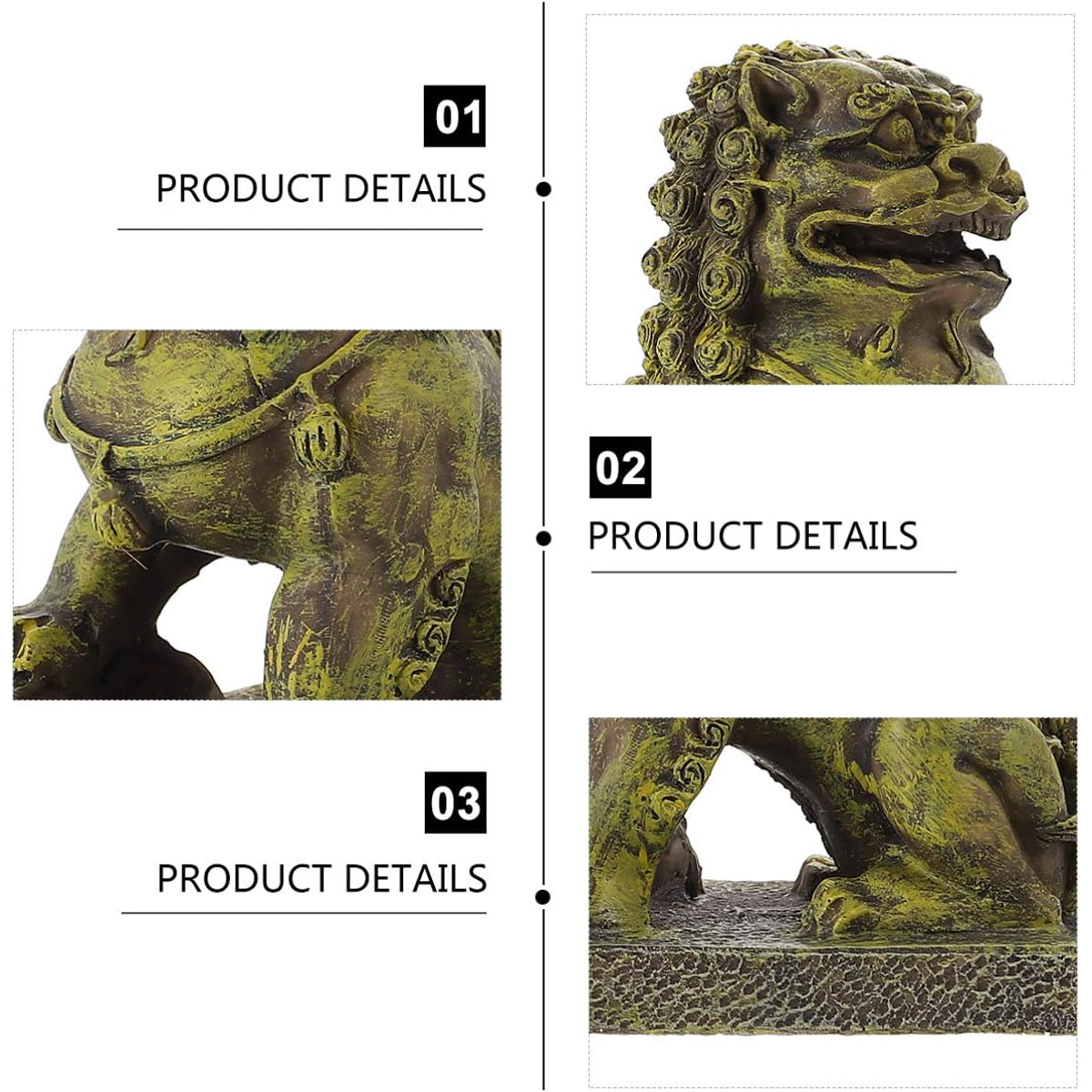 Resin Guardian Lion Aquarium Ornament Antique Bronze Decor