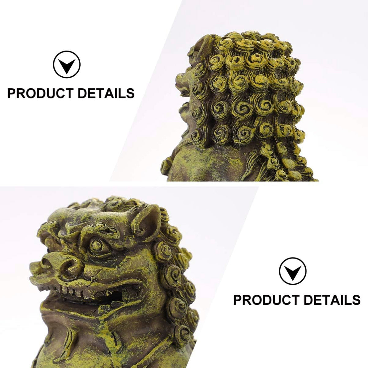 Resin Guardian Lion Aquarium Ornament Antique Bronze Decor