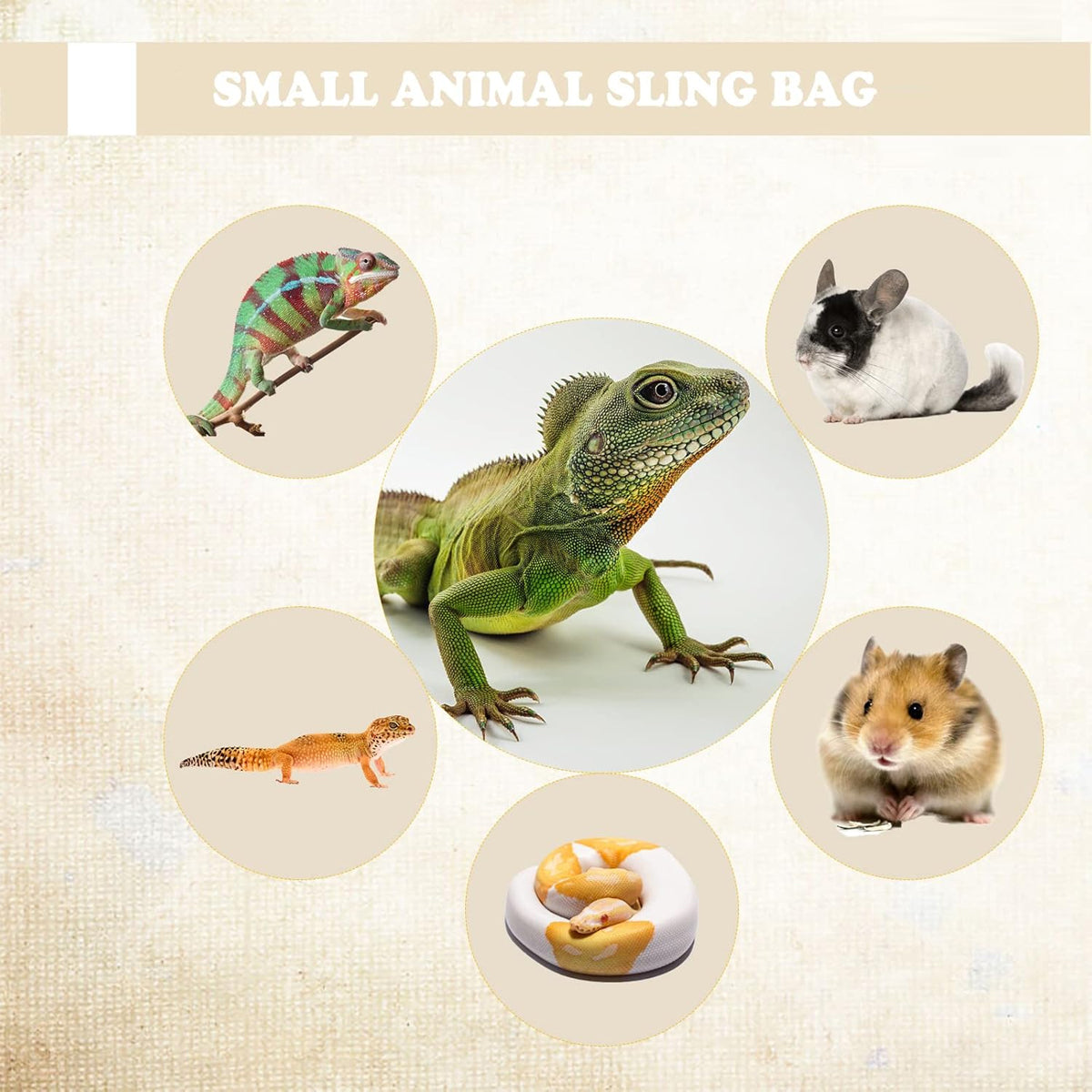 Plush Reptile Travel Bag With Strap For Small Pets And Lizards