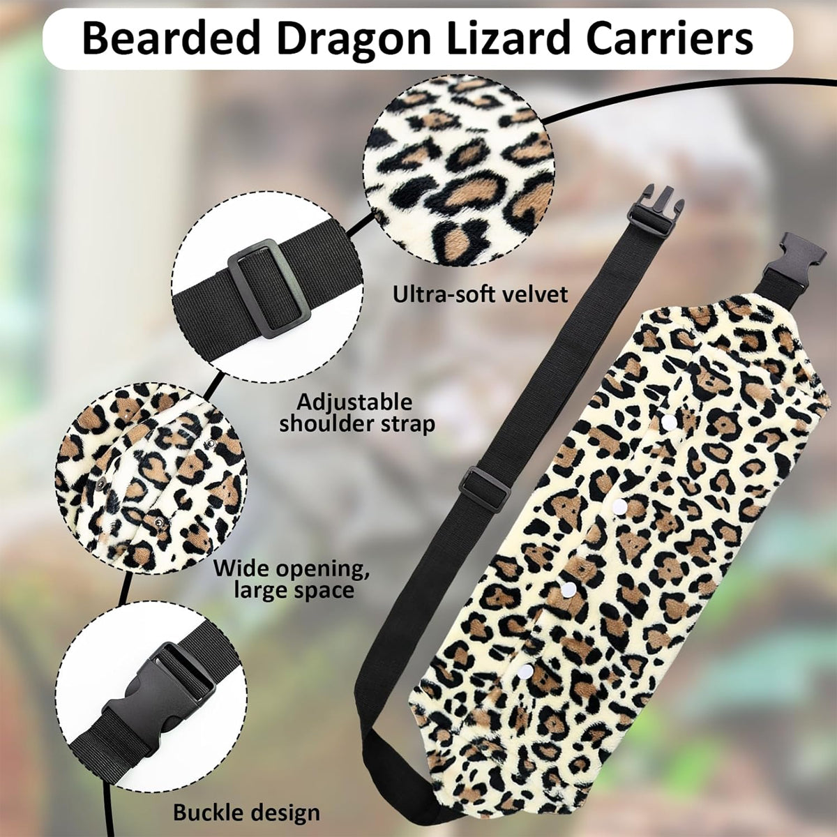 Plush Reptile Travel Bag With Strap For Small Pets And Lizards