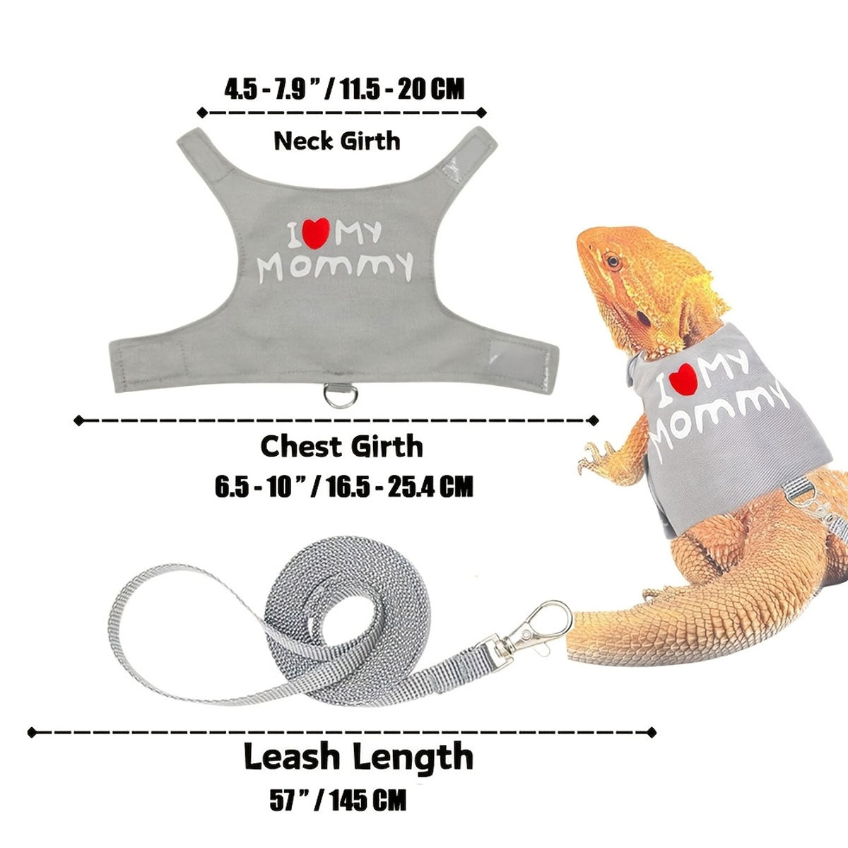 Lizard Harness And Leash Set With Luminous Print For Reptiles