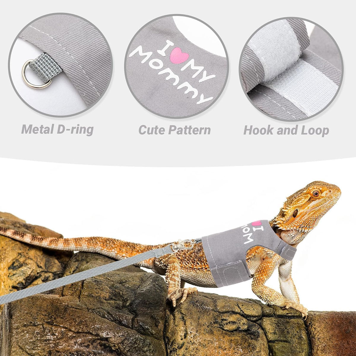 Lizard Harness And Leash Set With Luminous Print For Reptiles
