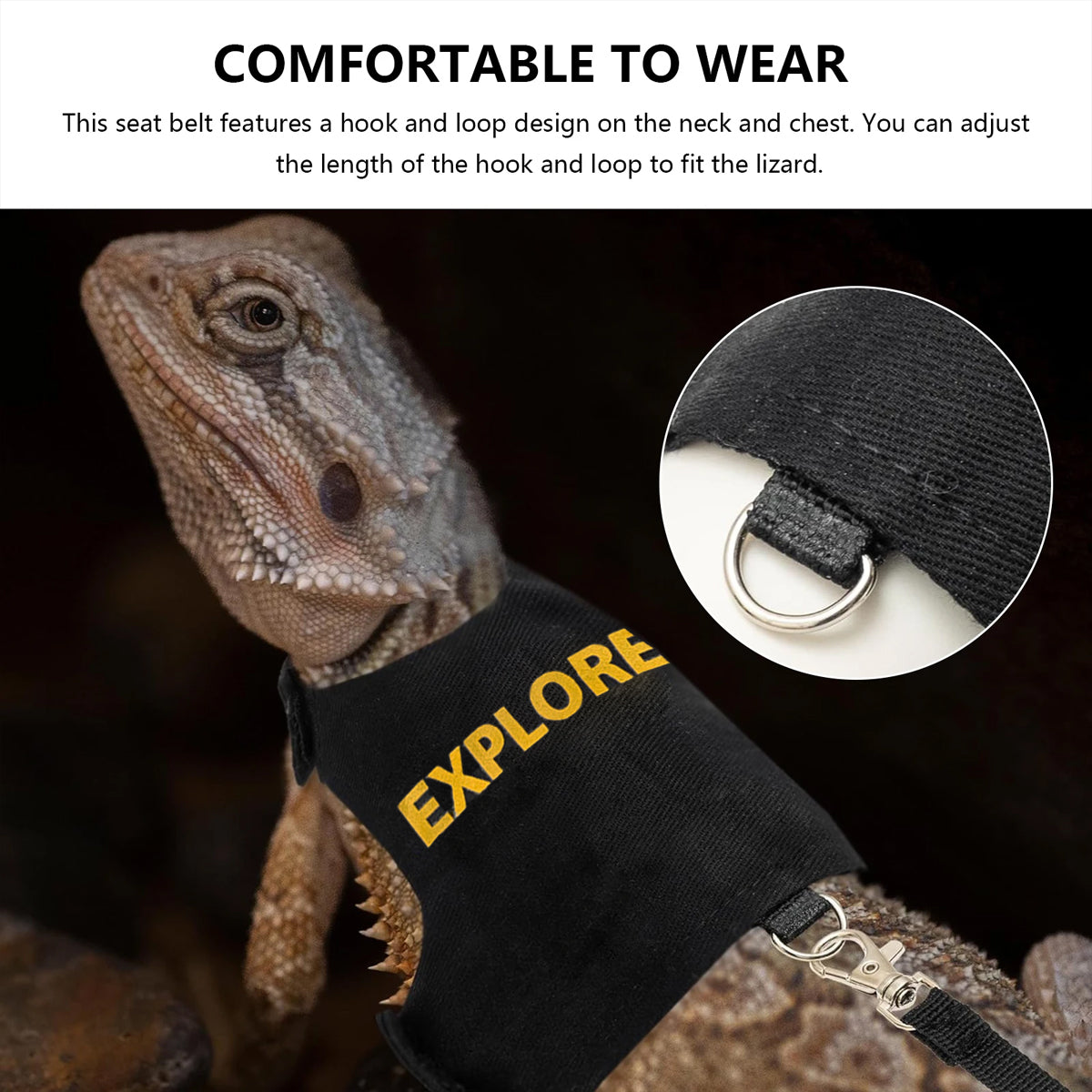 Adjustable Reptile Harness Leash Lizard Walking Vest with Lead