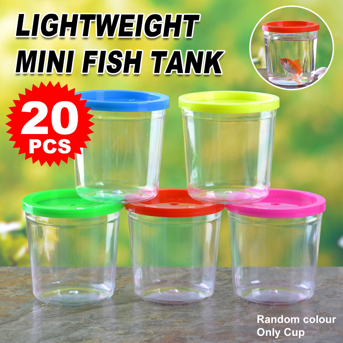 20PCS Mini Fish Cups with Lids Portable Clear Containers