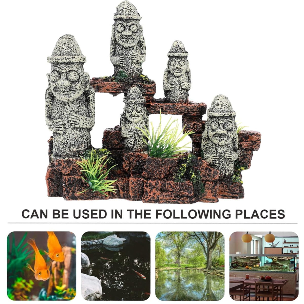 Resin Moai Aquarium Ornament Easter Island Statue Fish Tank