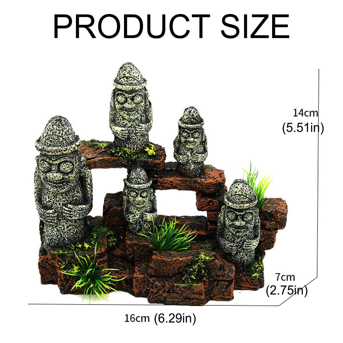 Resin Moai Aquarium Ornament Easter Island Statue Fish Tank
