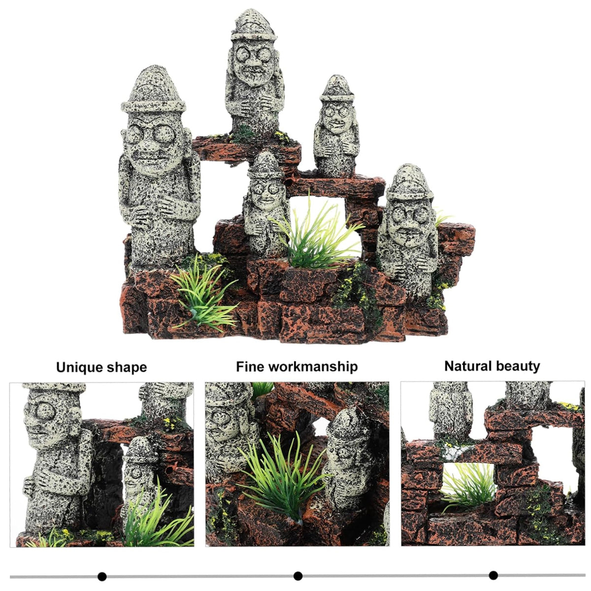 Resin Moai Aquarium Ornament Easter Island Statue Fish Tank