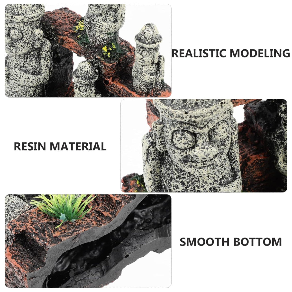 Resin Moai Aquarium Ornament Easter Island Statue Fish Tank