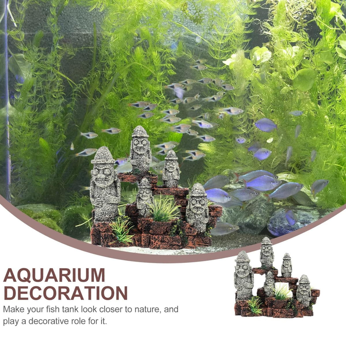 Resin Moai Aquarium Ornament Easter Island Statue Fish Tank